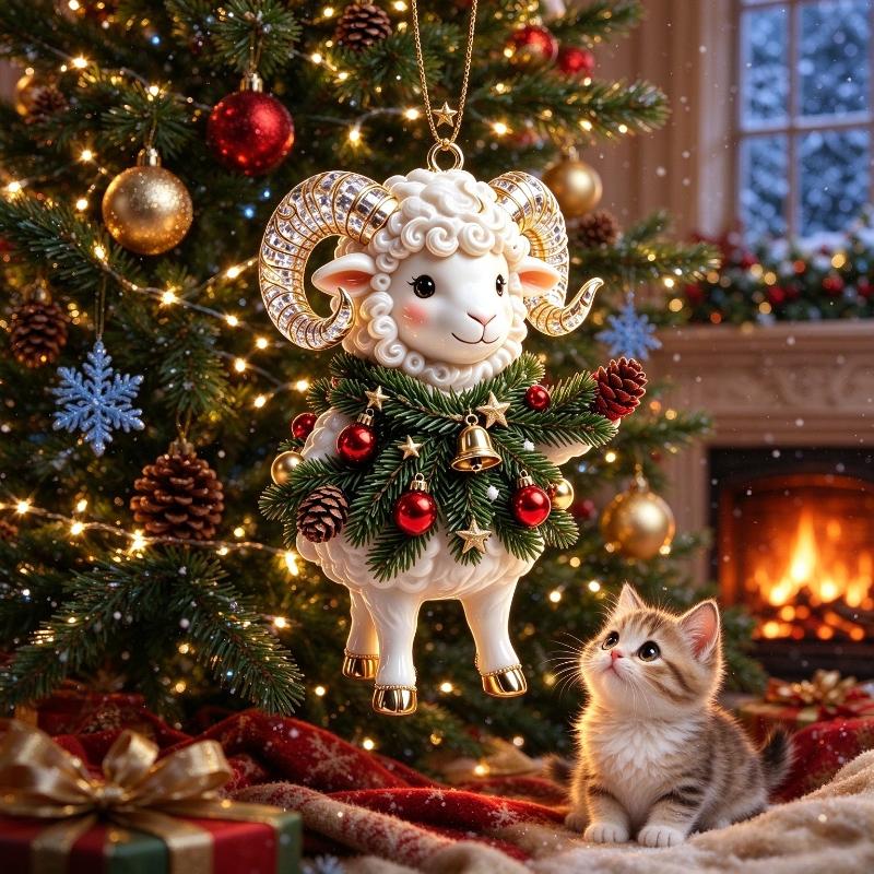 Shining Goat Hanging Ornament 2D Flat Artificial Rhinestone Animal Hanging Decoration Embossed Pattern Goat Bag Charm