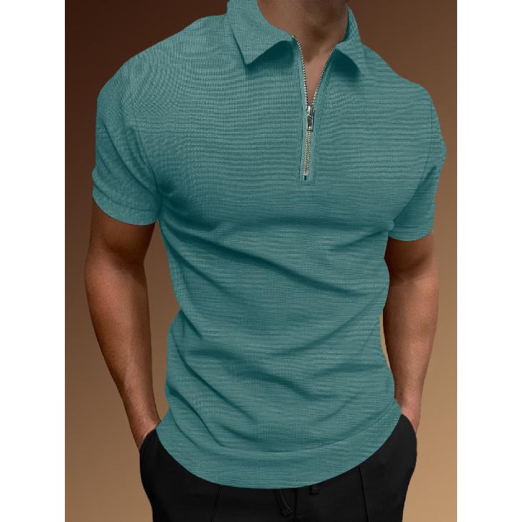 Men'S Summer Sports And Fitness T-Shirt Casual Lapel Short-Sleeved Half-Zip Polo Shirt Man