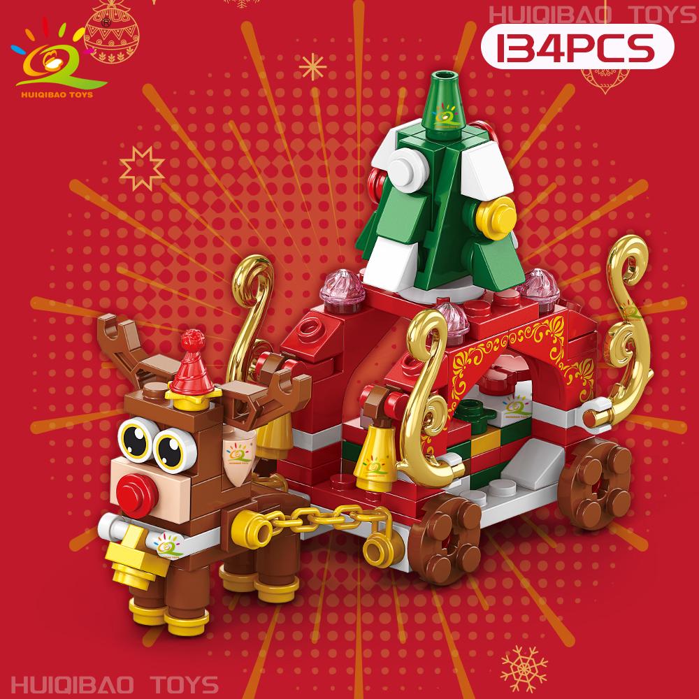 Non-Toxic Christmas 8In1 Santa Claus Tree Model Building Block Diy Elk Snowman Bricks Ornament Toys For Children Adult Gift