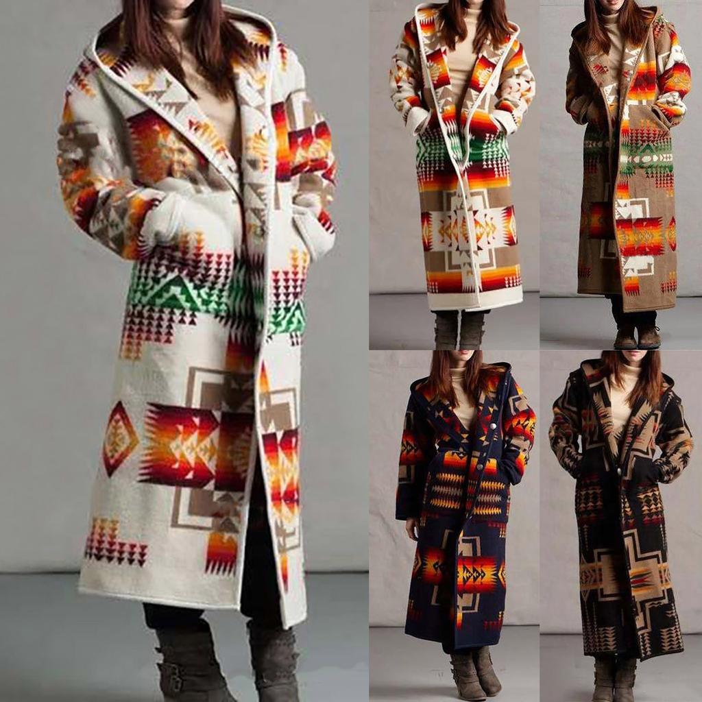 Dámská móda Teplý Plus Size Kabát Větrovka s kapucí s dlouhým rukávem a knoflíky a kapsami