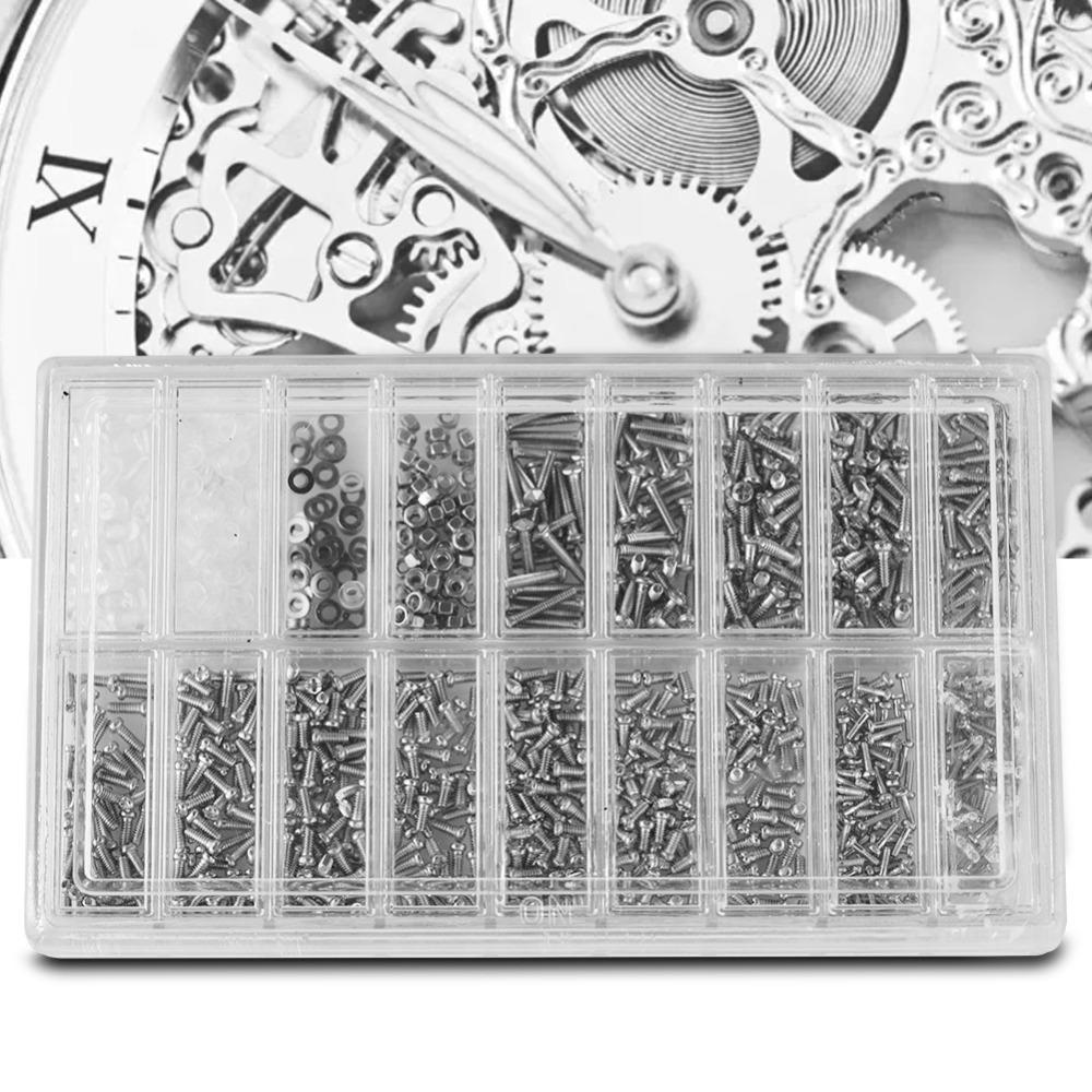 Vollständiger Satz Edelstahl-Mikroschrauben 1000 Stück Reparaturschrauben Brillenreparatur Uhrenreparatur