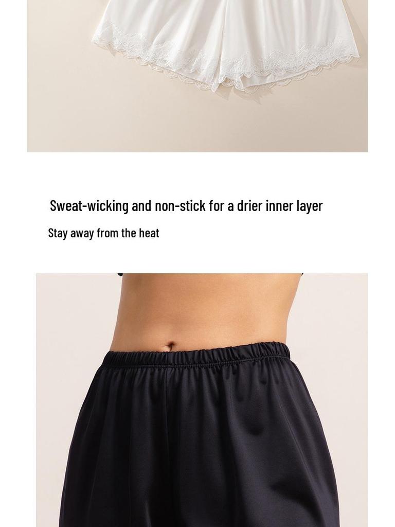 Women's Summer Ice Silk Lace Shorts - Anti-Exposure, Loose, Plus Size Pajamas, 2026 Collection