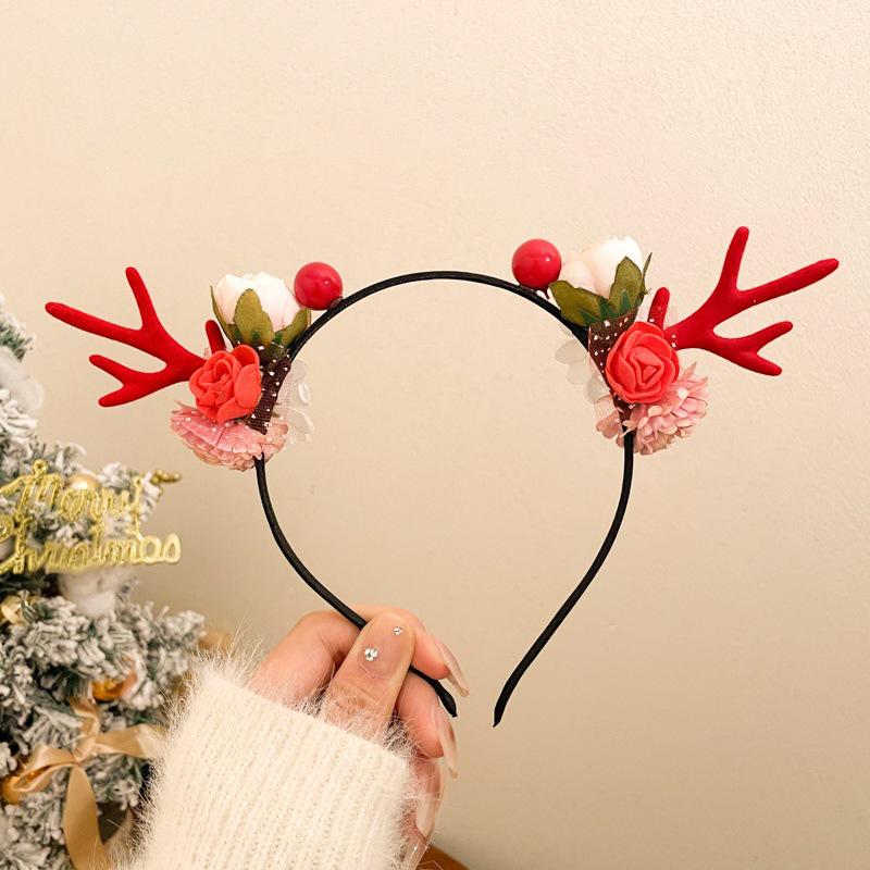 2025 Red Antler Headband Women's Christmas Hair Clip Mori Style Reindeer Hat Accessory