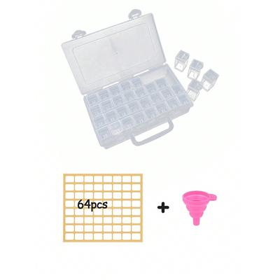 A 32-cell Square Large Capacity Storage Container, 64-cell Classification Label To Store Diamond Painting Beads Suitable for Hand-DIY Diamond Painting