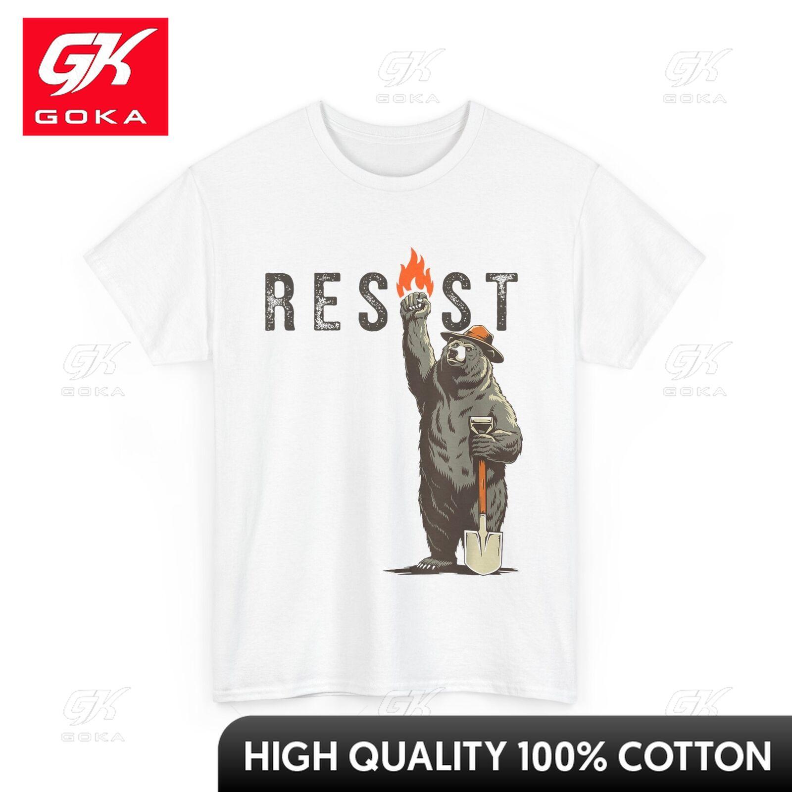 

Smokey The Resist Bear Women Unisex Vintage Stylish Short Sleeve Graphic Top Casual Daywear S