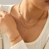 Euro-American style three-layer titanium steel necklace accessory for women, light luxury beaded chain