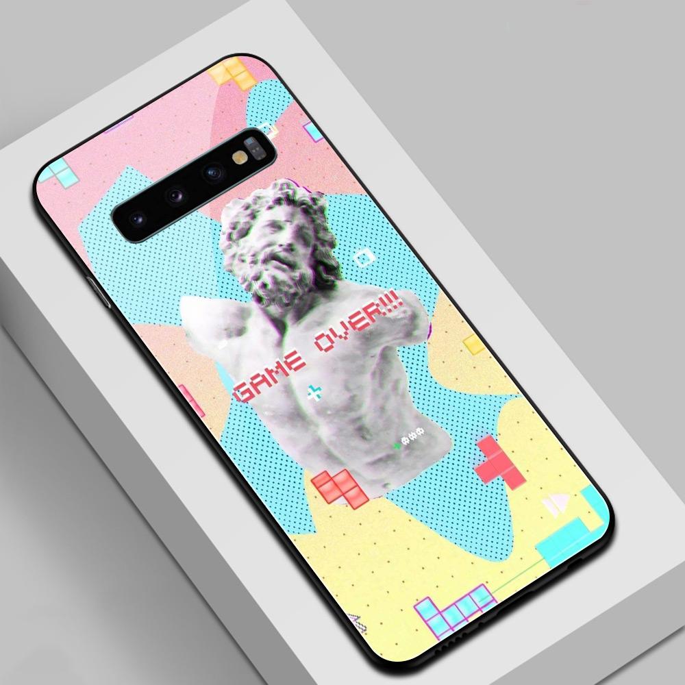 For Samsung S22 Case Glass Back Cover Art Statue Case for Samsung Galaxy S8 S9 S10 S21 S20 Note 8 9 10 20 Plus S10e Ultra