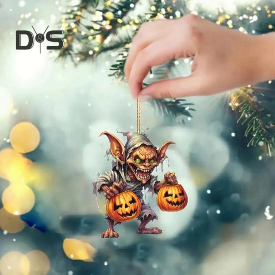 

6 шт. Хэллоуин Эльф автомобиль подвесное украшение акриловый ужас эльф держит тыкву авто зеркало заднего вида висячий орнамент кулон фестиваль подарок 6pcs