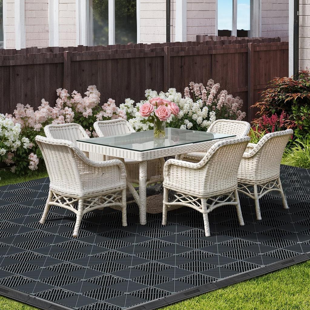 Transition Edge Kit, 11-Piece, Durable PP Interlocking Modular Garage Floor Edging, Easy Installation, Edge Protection for Wet Area Restaurant, Only