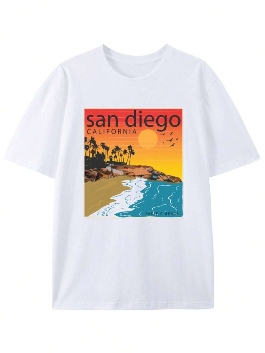 

San Diego White Unisex Casual Unisex Shirt Short Sleeve Tshirts Fashion Unisex Shirt Printed Tshirts S