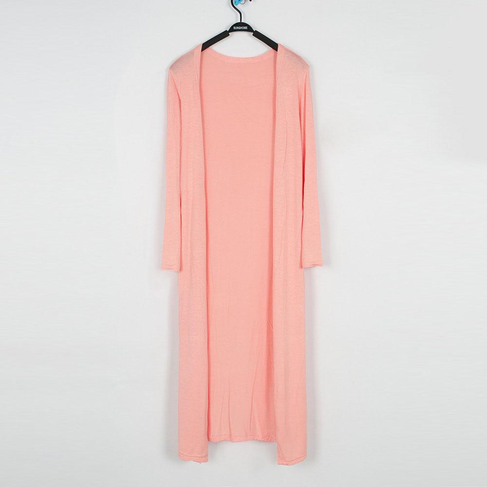 Dámský prodloužený jednobarevný cardigan šátek protisluneční oblečení košile s klimatizací tenký kabát s dlouhým rukávem