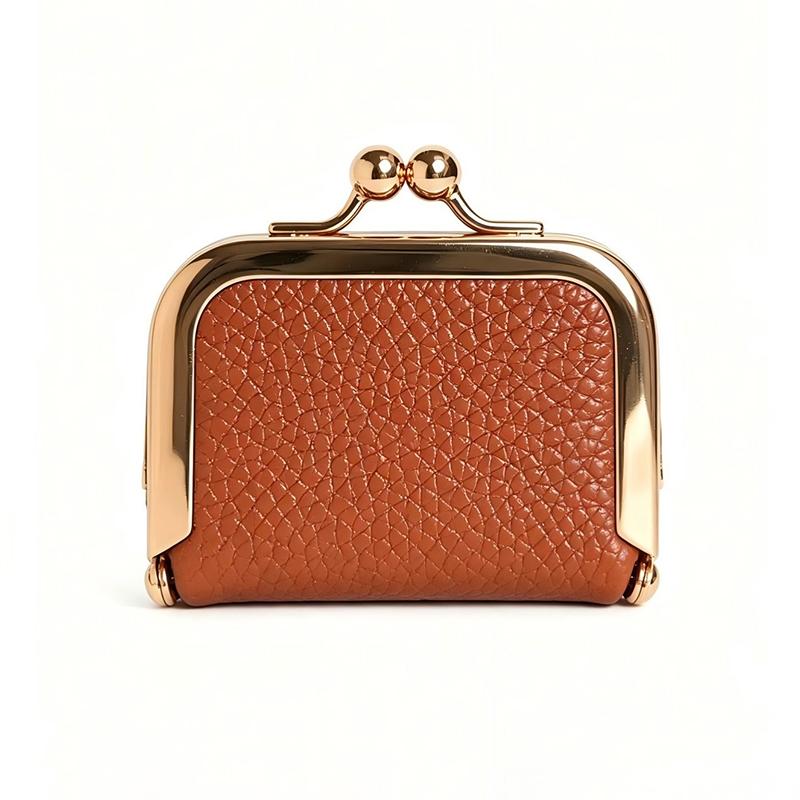 PU-Leder Kiss Lock Münzbörse Unifarbene Multifunktionale Mini Kleine Gegenstandstasche Schmucktasche Quadratisch Schlüssel Lippenstifte Ohrringe
