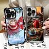 Winter Coffee Christmas Theme Plating Phone Case For Iphone 16 17 Pro Max Air 16E 14 15 Plus 12 13 Mini Anti-Fall Airabag Cover