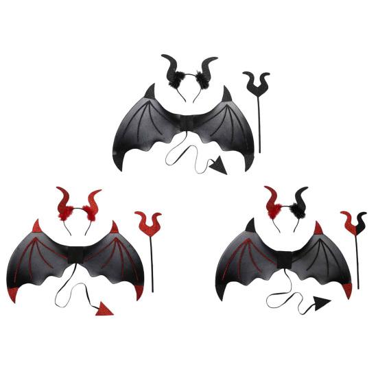 1 Set Teufelsflügel mit Haarband, realistisch aussehendes, ultraleichtes Halloween-Cosplay-Kostüm, Fotografie-Requisite