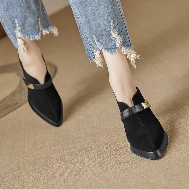 Women's autumn new suede waterproof designer high heels outdoor leisure comfortable shallow mouth sexy pointed high heels size39