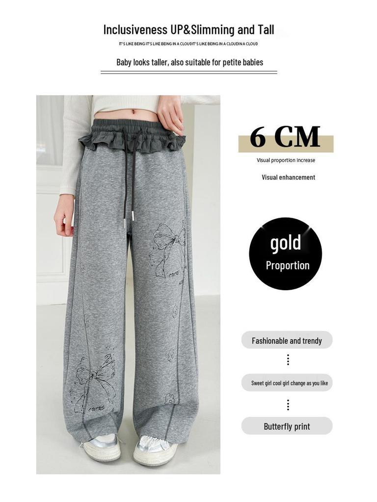 Women's Autumn 2025 Color Block Bow Casual Wide Leg Pants