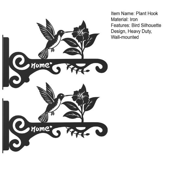 2 Stück Metall Pflanzenhänger Dekorative Vogel-Silhouette Wandhaken Schwerlast Pflanzenhänger zum Aufhängen von Blumenampeln Vogelhäuschen Innen- und Außenbereich