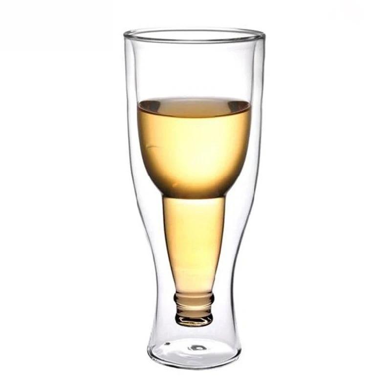 

Creative Wine Bottle Model Glass Cup Double-layer Wineglass Beer Wine Glasses Espresso Coffee Cup Whiskey Tea Milk Mug Drinkware 250ml