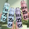 1PC Peace Love Cats Paw Print 750ml Color Plastic Sports Water Bottle Leakproof Flip Straw Lid Suitable for Sports Office Home Use
