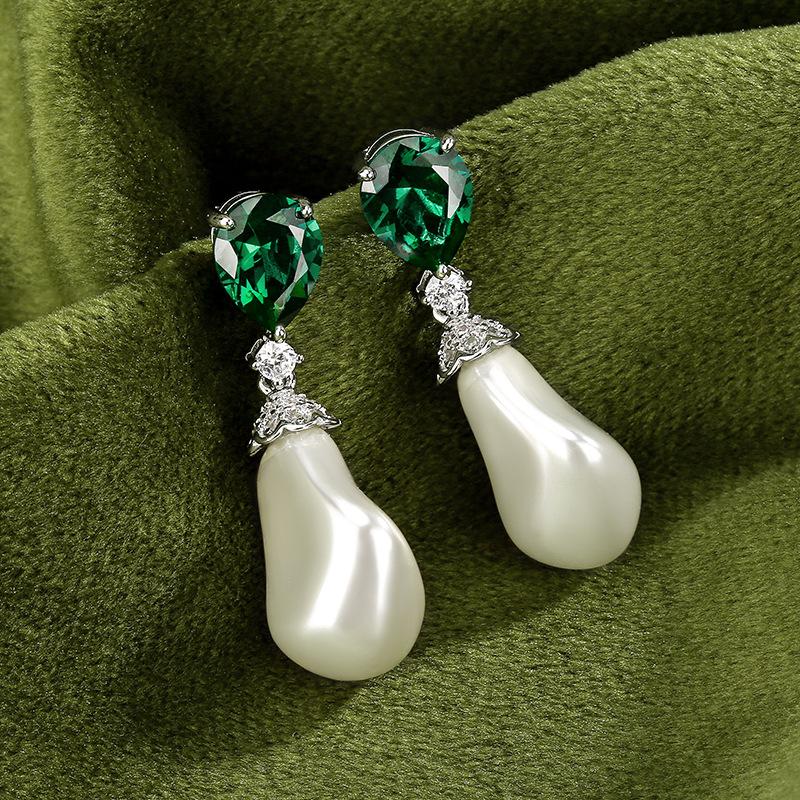 Jewelry Earrings S925 Silver Needle Water Drop Imitation Pearl Style Baroque Retro Female Fashion Luxury