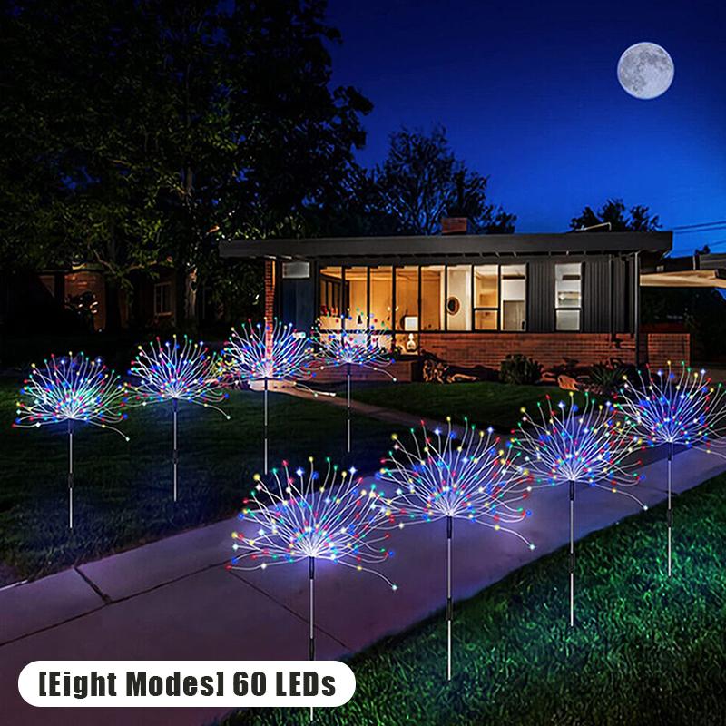 Lumină solară cu foc de artificii cu LED pentru decorarea în aer liber a grădinii Lumină a căii de gazon pentru curte, petrecere, nuntă de Crăciun