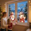 Double Sided Window Ornaments 2Pcs Christmas Clings, Santa Claus Elk Static Decals, Festive Shop Supplies Removable Cute Cartoon Holiday Stickers for