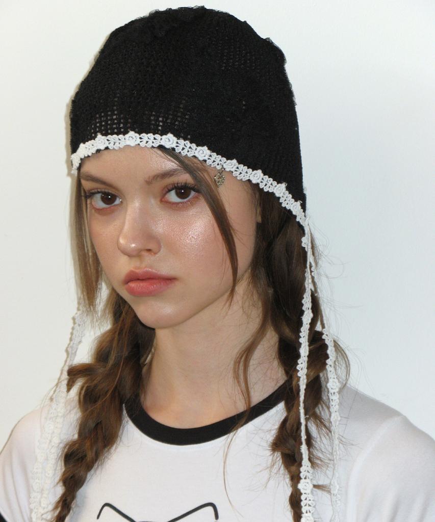 CRANK Lace Crochet Bonnet_Black