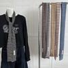 Y2K Harajuku Cotton Scarves Narrow Blue White Striped Scarf Women Fashionable Decorative Neckerchief Winter Warmth Long Scarf