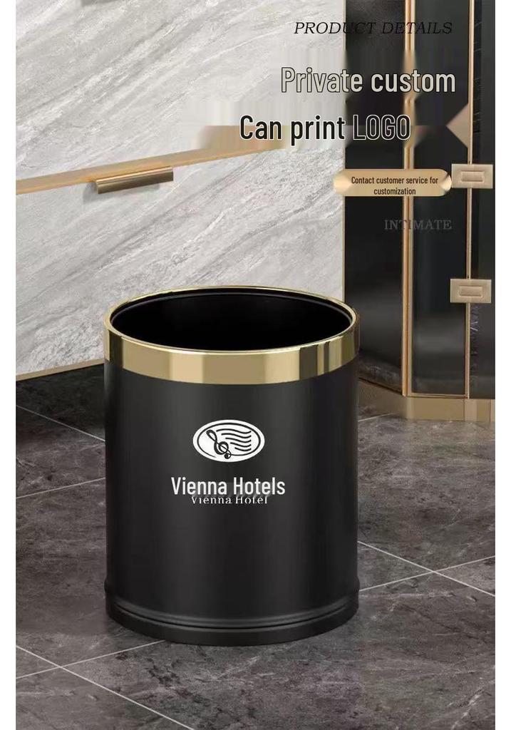 Fireproof Double-Layer Stainless Steel Trash Can for Hotels & Game Rooms