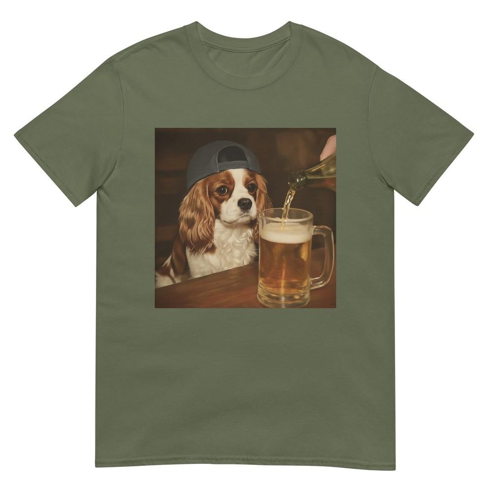 Cavalier King Charles Drinking Beer Funny Dog Meme TShirt