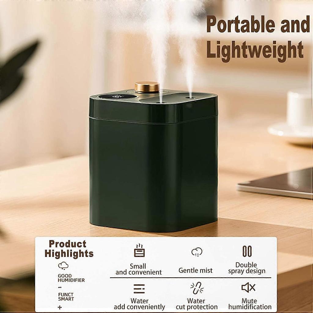WhiteSmall Wireless Air Humidifier, Dual Spray Nozzles & 4 Spray Modes Cool Mist Humidifier with Power Indicator & Auto Shut-off