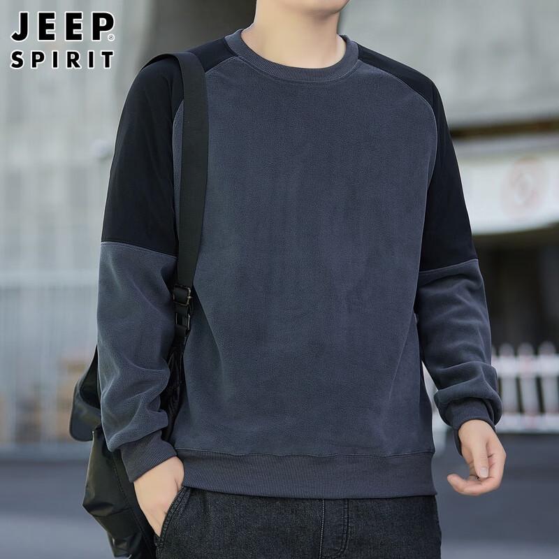 JEEP SPIRIT Men's Round Neck Fleece Sweatshirt