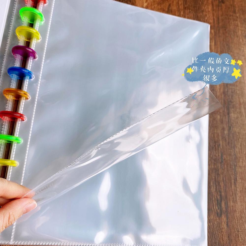 25Pcs A4 A5 Plastic Punched Pockets Folders Filing Mushroom Hole Loose Leaf Documents Sheet Protectors Transparent Folder Bag