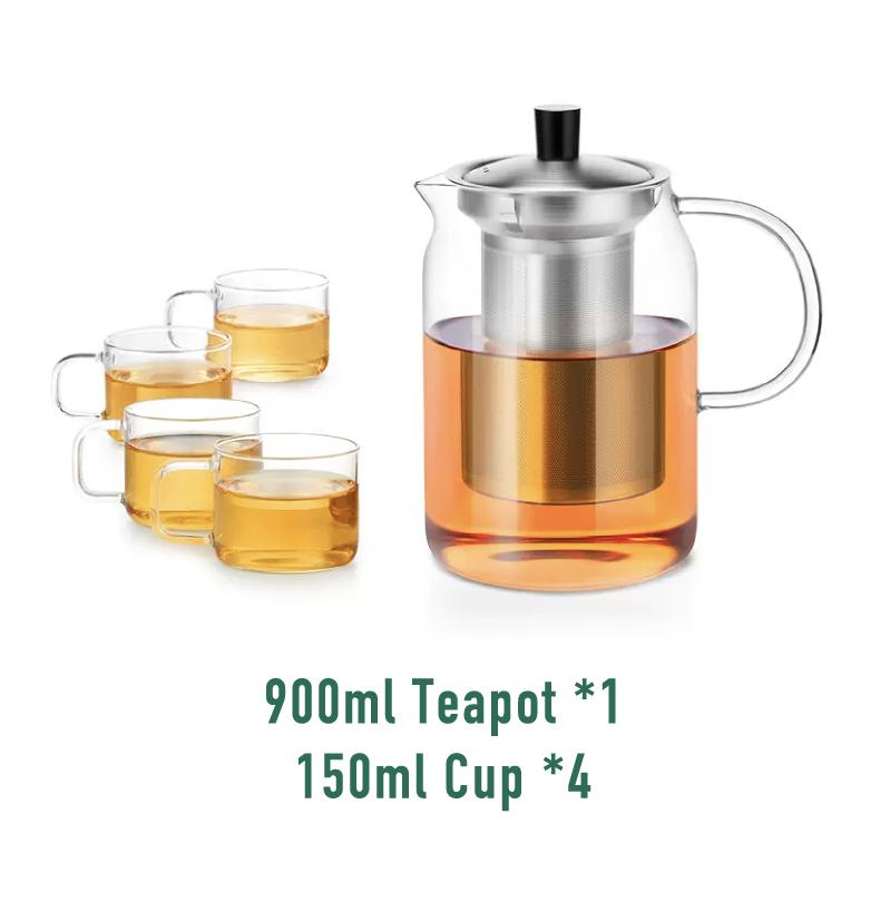 SAMADOYO-Teiera in Vetro Resistente al Calore, Teiera di Grande Capacità, Separazione e Filtrazione di Tè e Acqua, Teiera Domestica