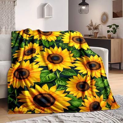 1 Stück Sonnenblumenfeld-Decke, Leichte Flanell-Kuscheldecke für Sofa, Bett, Reisen, Camping, Wohnzimmer, Büro, Couch, Stuhl und Bett