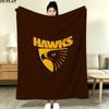 Hawthorn Football Club Print Flannel Blanket, High quality Comfortable for All Seasons, Home Decor, Warmth and Comfort, Perfect for Christmas Gifts
