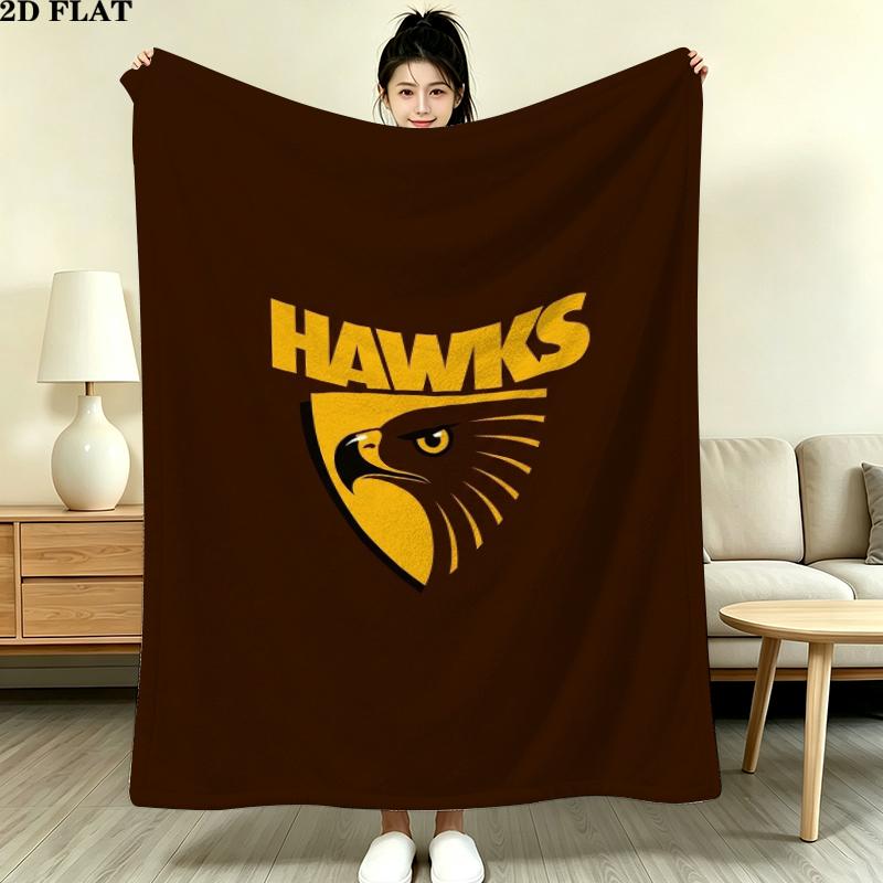 Hawthorn Football Club Print Flannel Blanket, High quality Comfortable for All Seasons, Home Decor, Warmth and Comfort, Perfect for Christmas Gifts