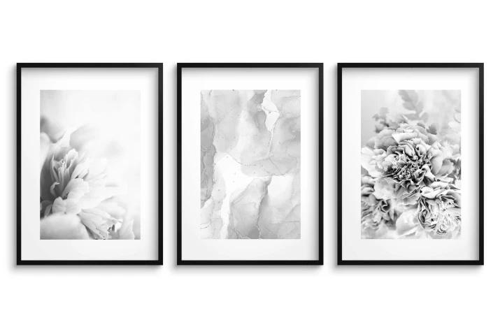 Wall Art Posters In Black Frame Black and White Triptych for the Bedroom