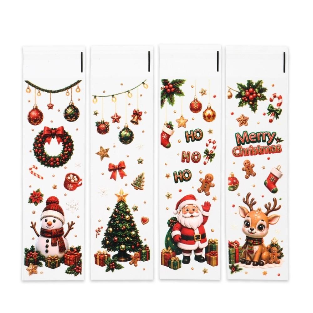 50/100Pcs Long Shape Christmas Treat Bags Snowman Print Favor Packaging Bags Christmas Party