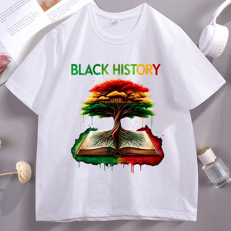Tree On The Books Graphic T Shirts Black History Month TShirt Black Lives Matter Tshirt Casual Cotton Short Sleeve Clothes
