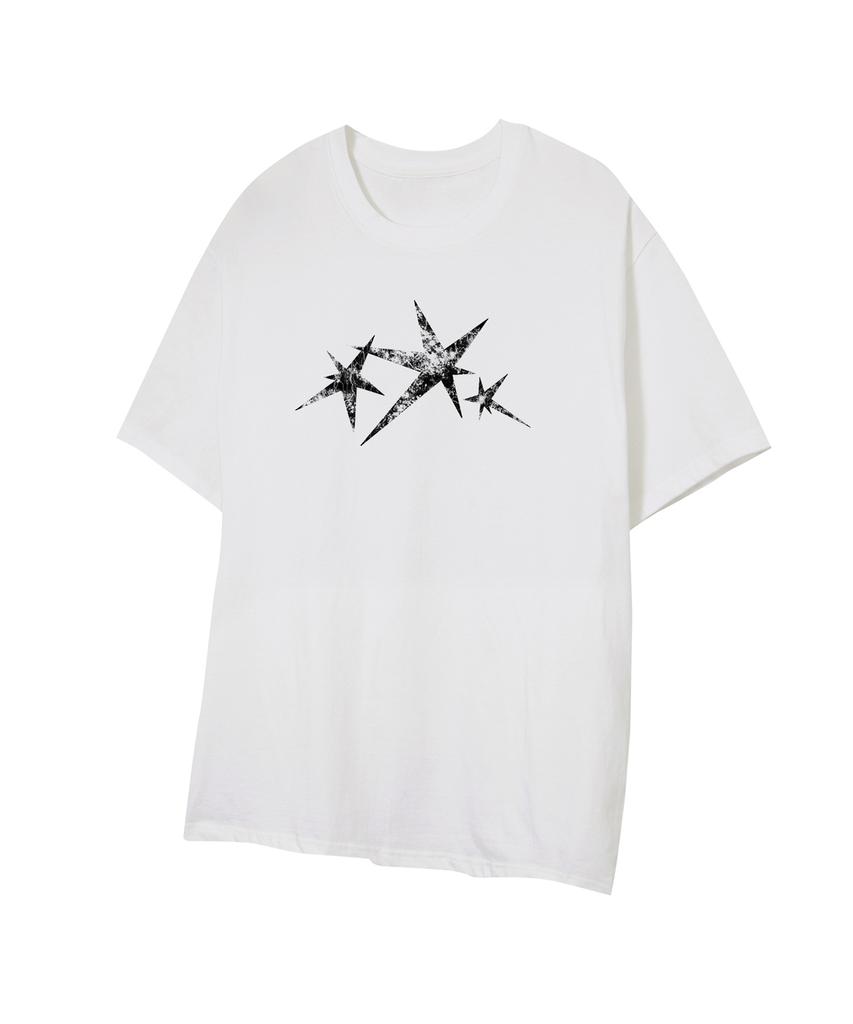 STANDARDERROR 87-Stan324 Triple Noise Star Crack Solid Short Sleeve T-Shirt (2 Colors)