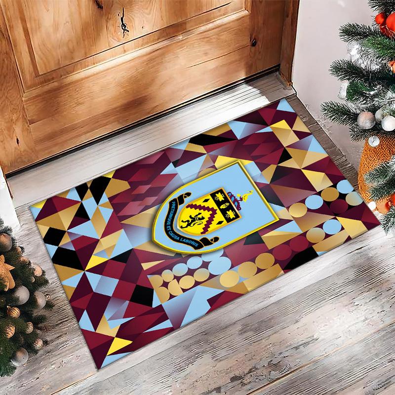 Burnley Football Print Crystal Velvet Rug, Comfortable Water Absorbent Non Slip Indoor Floor Carpet