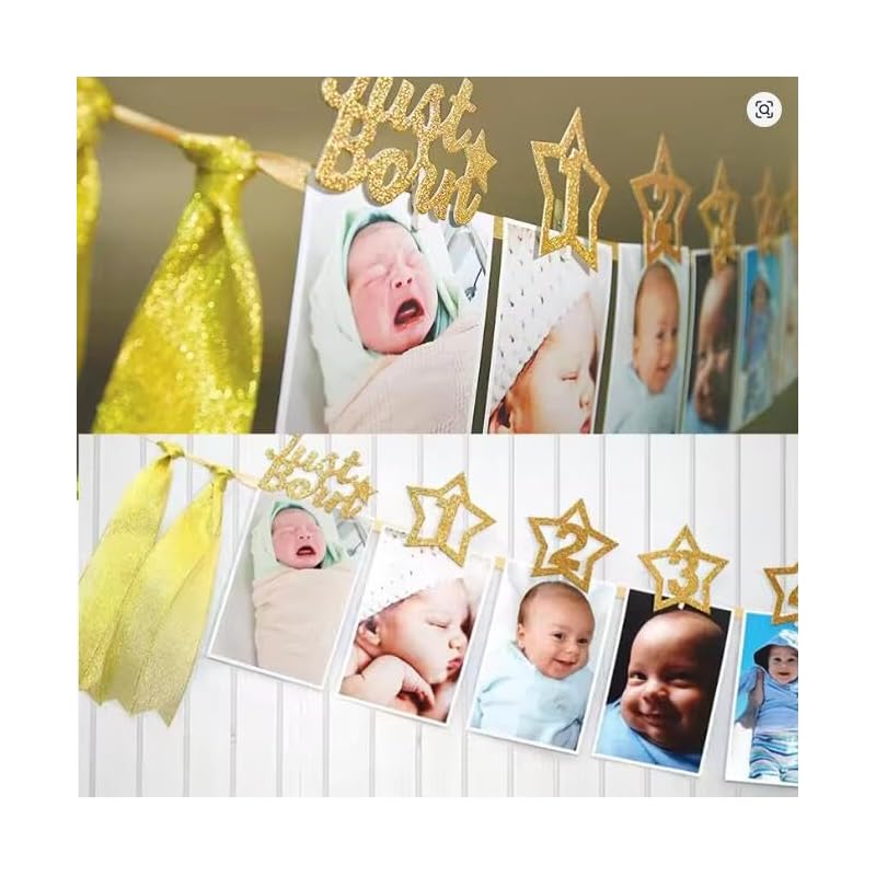 LIKENNY 1. Geburtstag Girlande Dekoration Set, ONE/Stern, 2 Arten, Baby Mädchen/Junge, HAPPY BIRTHADAY, Fotoshooting, Gedenkfeier, Wand
