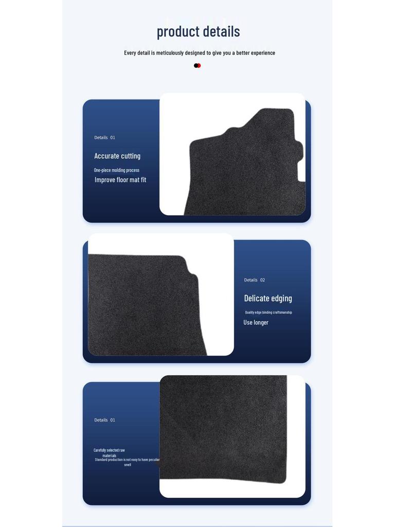 Durable Black Nylon Car Floor Mats for Hongqi EH7 (2024-2025) - Wear-Resistant