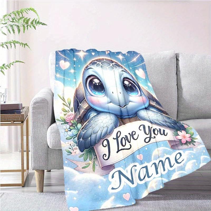 Blue Turtle Customize Your Name Blanket Warm Comfortable And Soft Blankets Are Suitable For Home Chairs Office Sofas Sofas Office Camping And Gifts