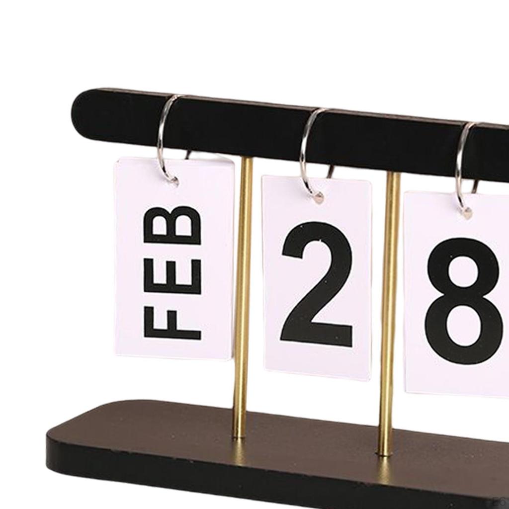 Schreibtischkalender Ständer Holzrahmen Seitenumschlag Umblätterer Ewiger Kalender für Küche Heimdekoration