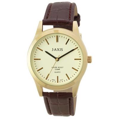 J-AXIS menn NAG55-G (Lett å se kvarts solflamme for menn) Rundklokke Brown Alloy Analog