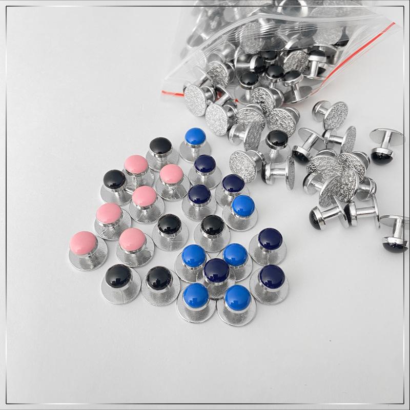 Silver Round Cufflink & Tuxedo Stud Set for Men's Wedding or Party