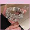 Metal Geometric Silver Bangle With Sparkling Rhinestones For Womens Jewelry