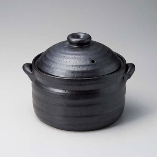 

Minosarara Earthenware Pot, IH Cooker, 3-Cup Capacity, Black Glazed Metal, Rice Cooker for IH and Direct Heat